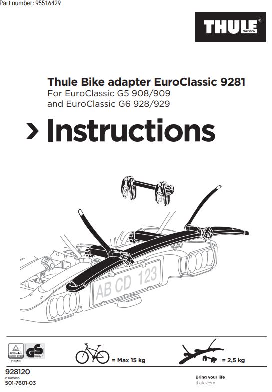 Thule euroclassic g5 909 4 bike sale carrier